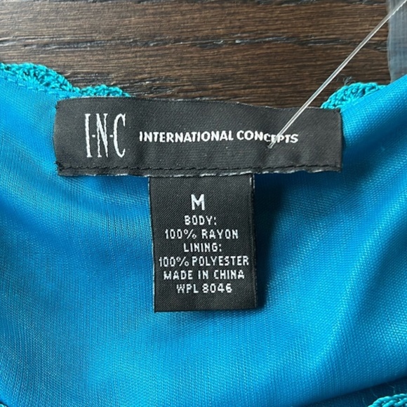 INC International Concepts Tank Top NWT โ Size M โ Peacock Blue Crochet - Picture 3 of 11